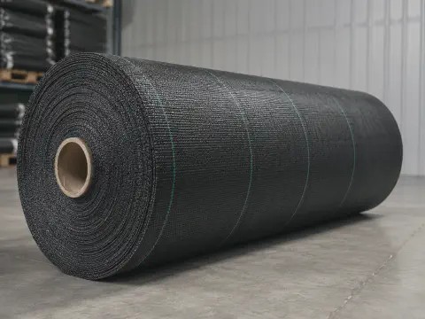 Black PP woven weed mat roll for orchard nursery and greenhouse ground cover