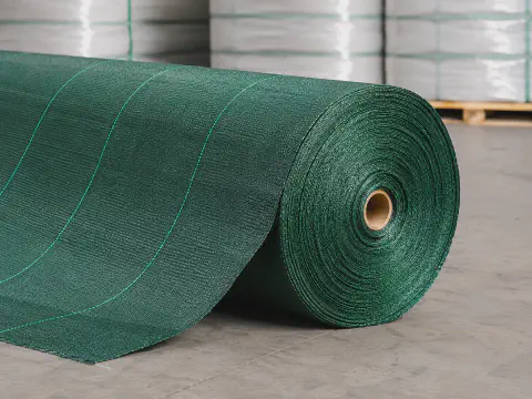 Green PP woven ground cover fabric roll for nursery and landscape weed control