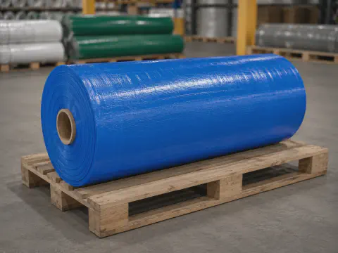 Blue PE laminated woven cover roll for construction site protection