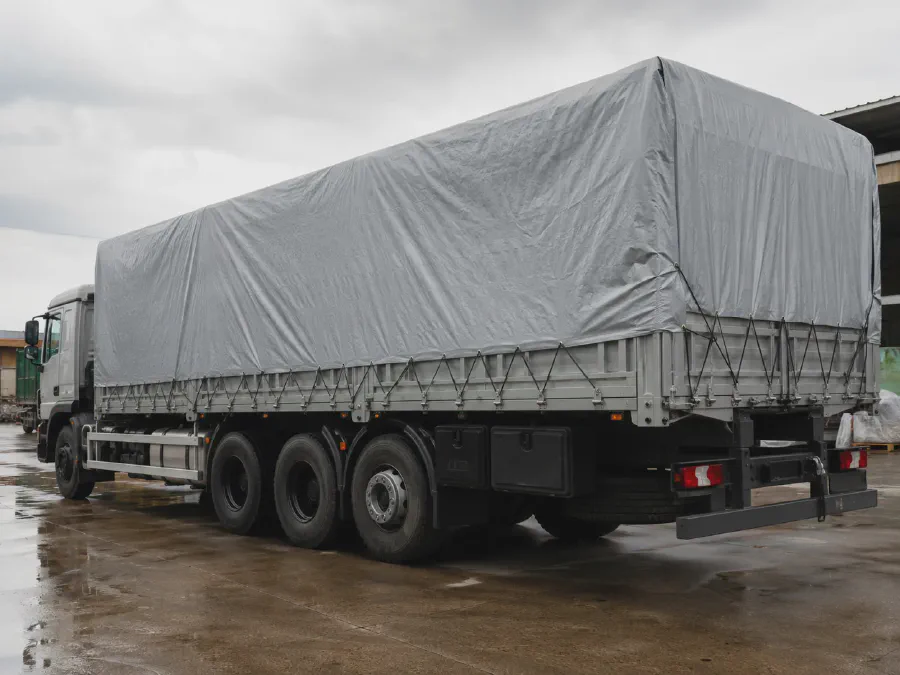 Truck cover tarpaulin fabric roll application for lorry cargo cover conversion