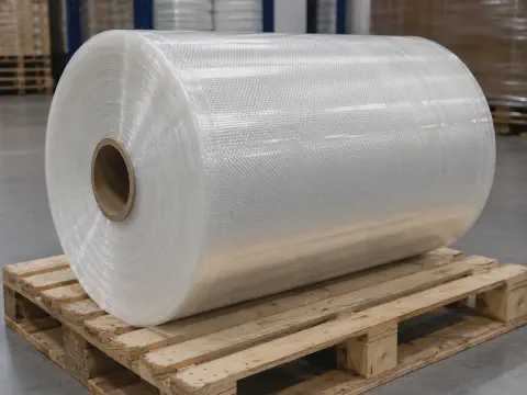 Transparent industrial packaging woven fabric roll for liner and conversion use
