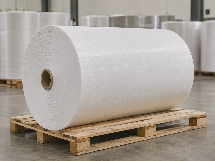 White PP woven roll for industrial packaging conversion