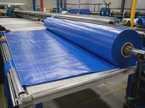 Tarpaulin fabric roll cutting process for truck cover manufacturing