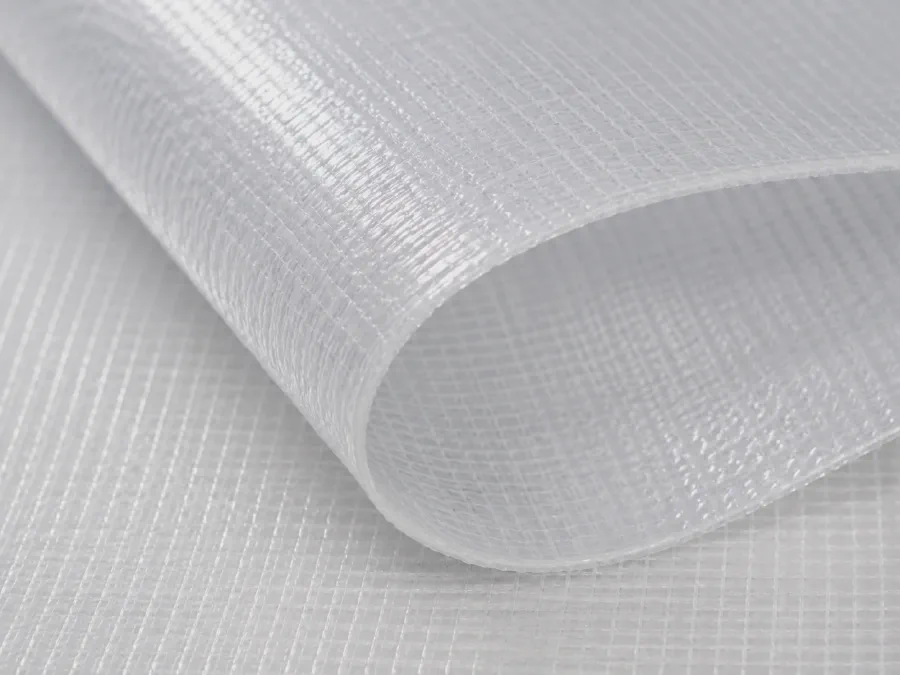 Close-up texture of clear transparent PE woven cover roll