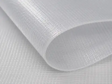 Close-up texture of clear transparent PE woven cover roll