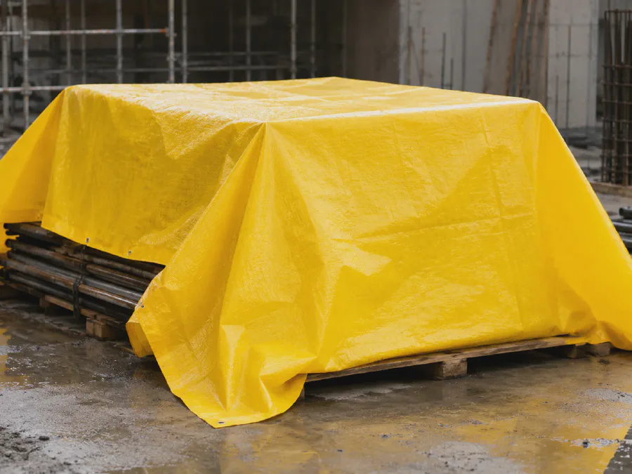 Yellow PP woven fabric roll used for construction site covering and temporary protection