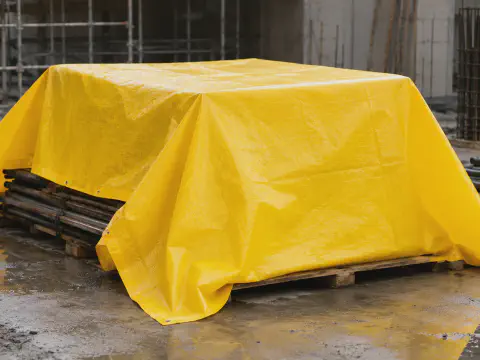 Yellow PP woven fabric roll used for construction site covering and temporary protection